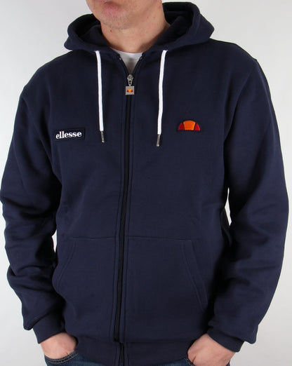 Ellesse – Kapuzenpullover in Marineblau mit durchgehendem Reißverschluss, Tappa