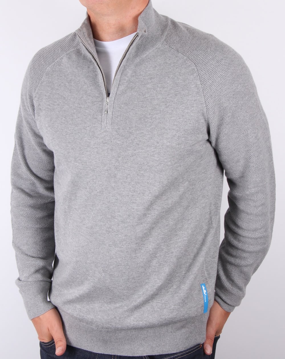 Ellesse Italia Qtr Zip Silver Grey