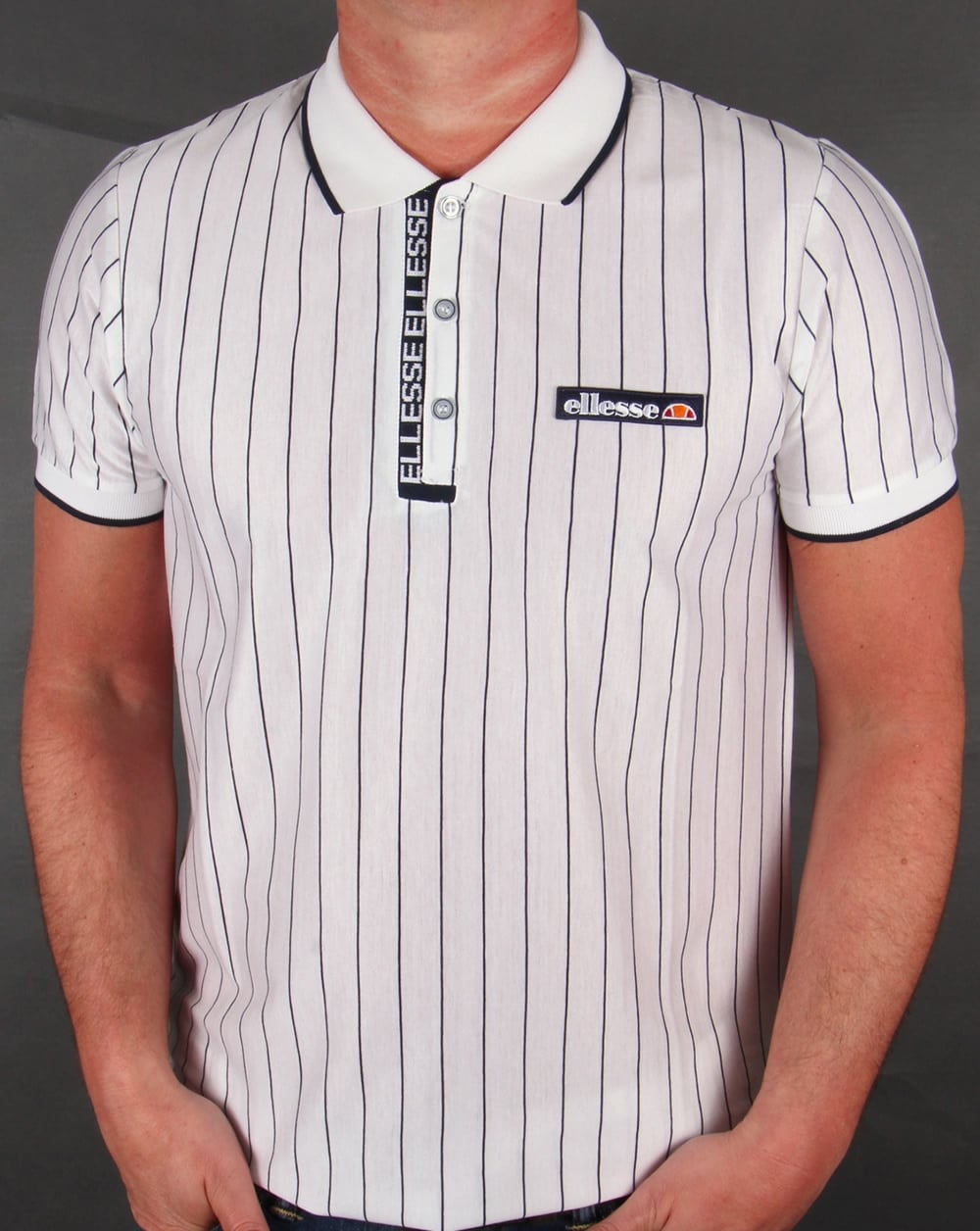 Ellesse Laz Strped Polo Shirt White