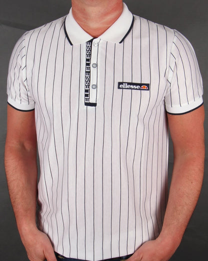 Ellesse – Laz – Gestreiftes Poloshirt in Weiß