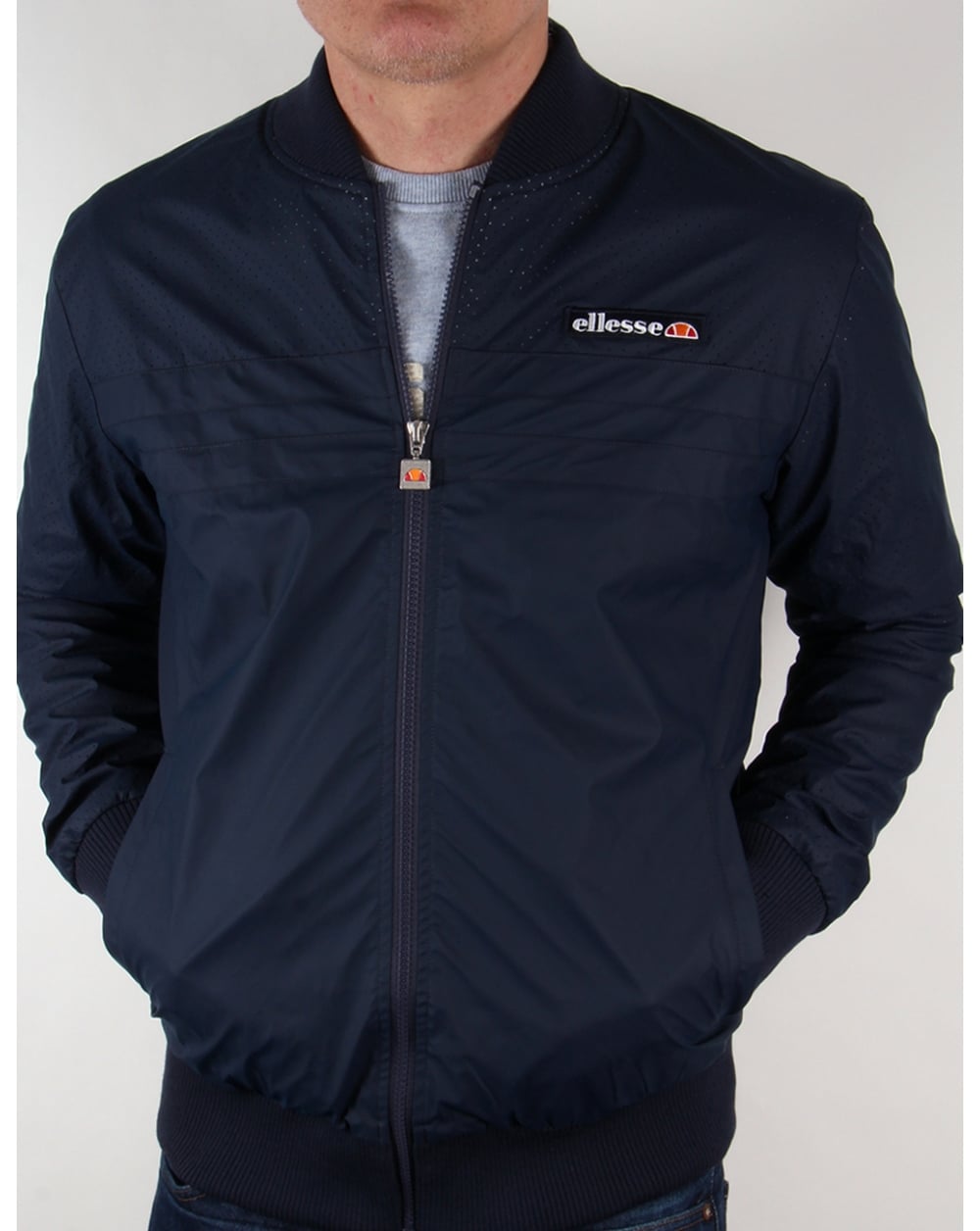 Ellesse leather look Bomber Jacket Navy