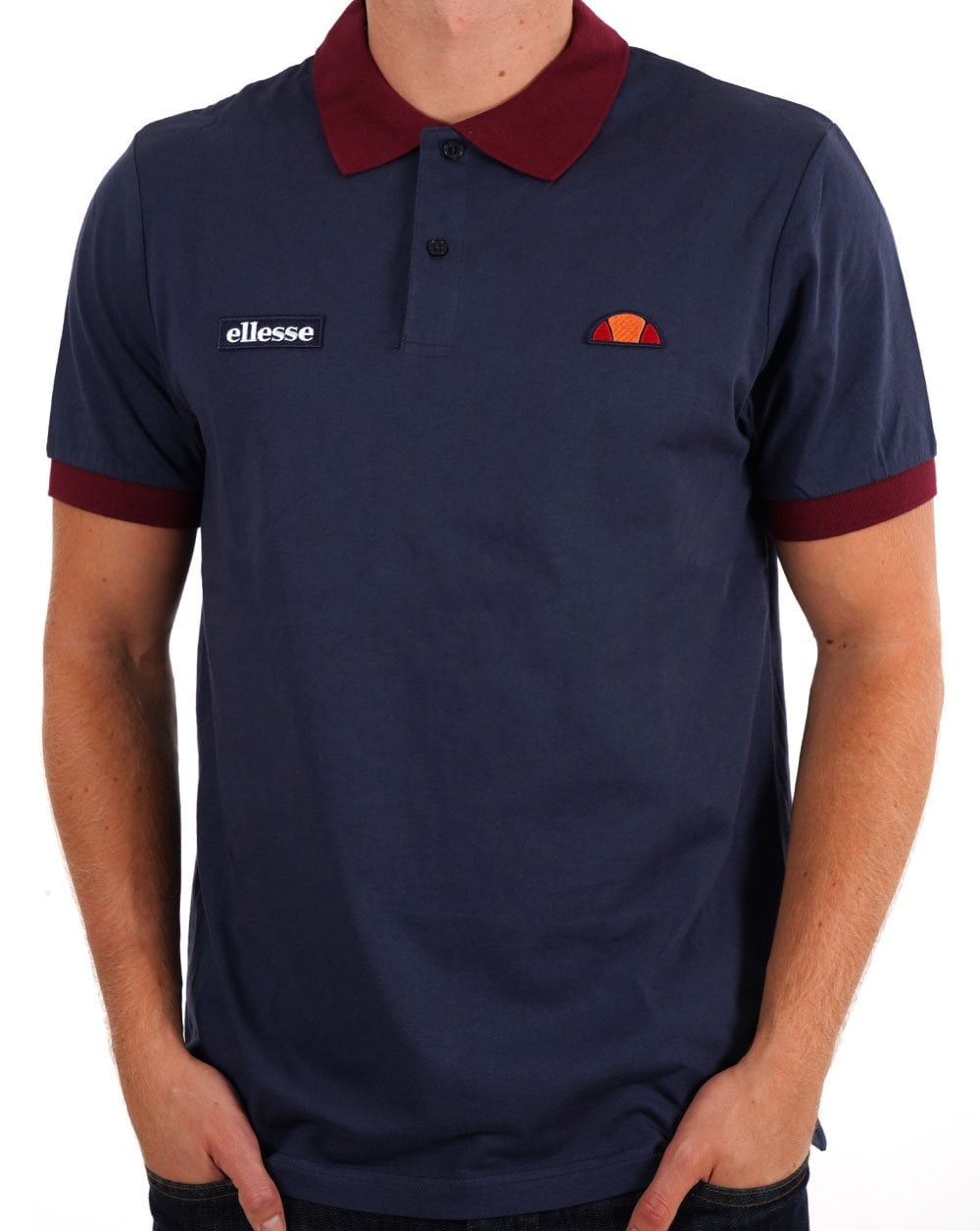 Ellesse Lessepsia Polo Shirt Navy/Burgundy
