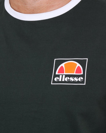Ellesse Langarm Ringer T-Shirt Dunkelgrün-Weiß