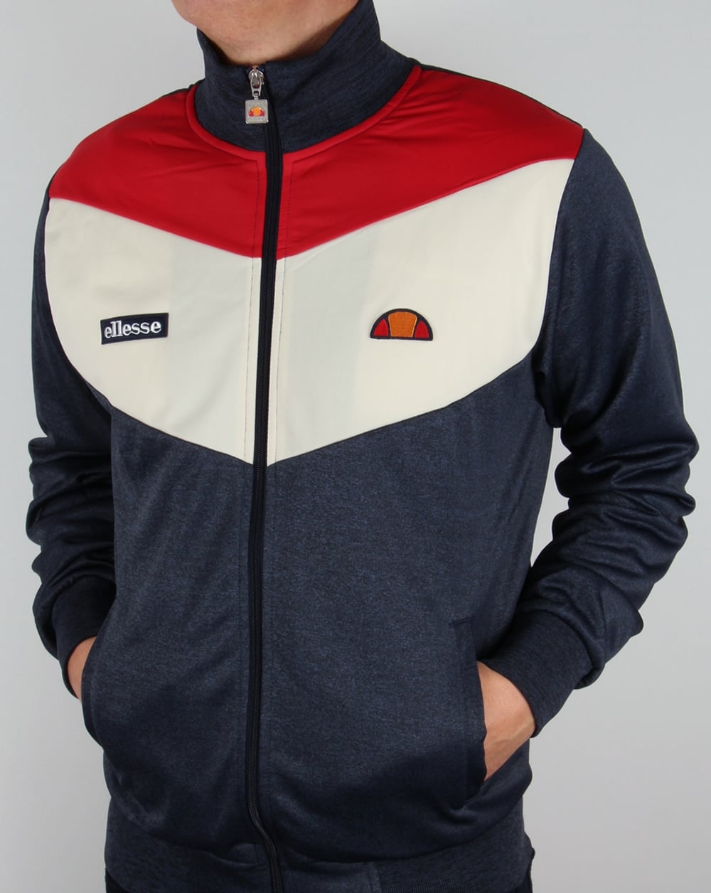 Ellesse Marl Track Top Navy Red White
