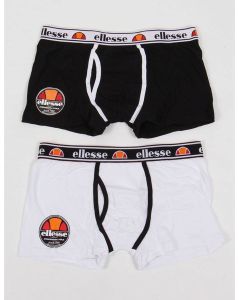 Ellesse Mavone Boxer Shorts Twin Pack White/black