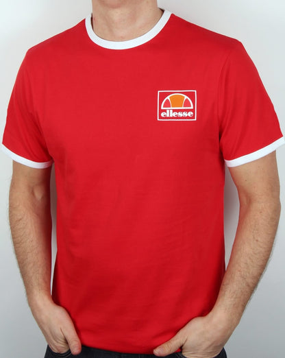 Ellesse – Montefello – Ringer-T-Shirt in Rot
