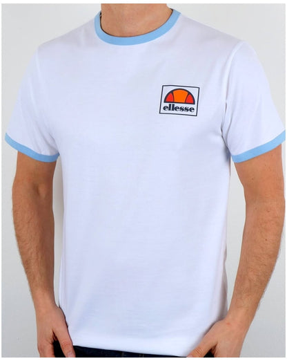 Ellesse Montefello Ringer T-Shirt Weiß/Himmelblau