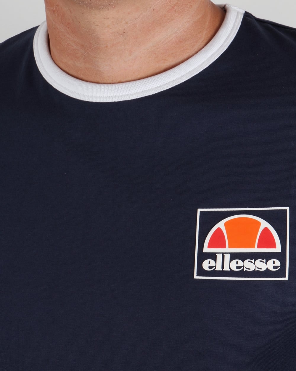 Ellesse Old Skool Langarm-Ringer-T-Shirt Marineblau