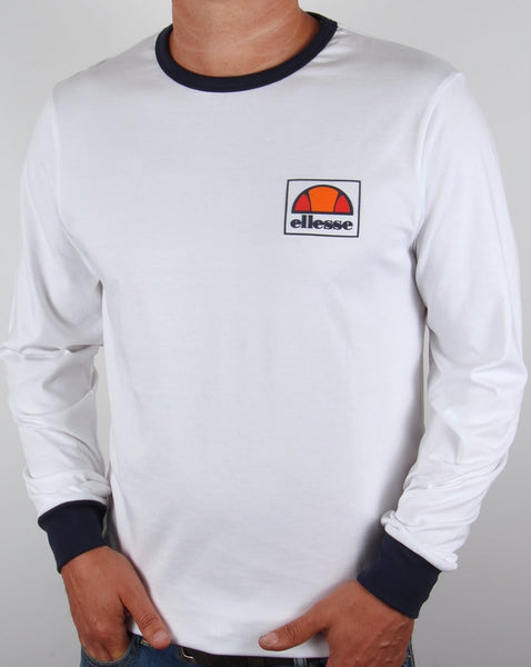 Ellesse Old Skool Long Sleeve Ringer T-shirt White
