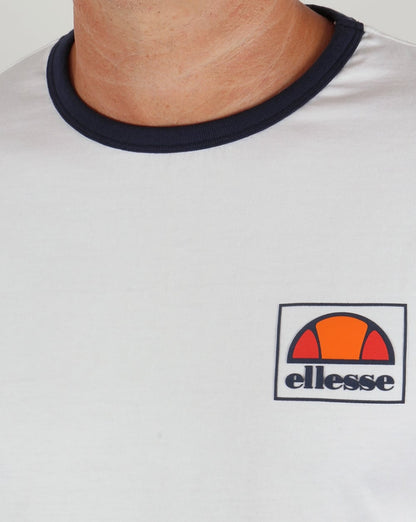 Ellesse – Old Skool – Langärmliges Ringer-T-Shirt in Weiß