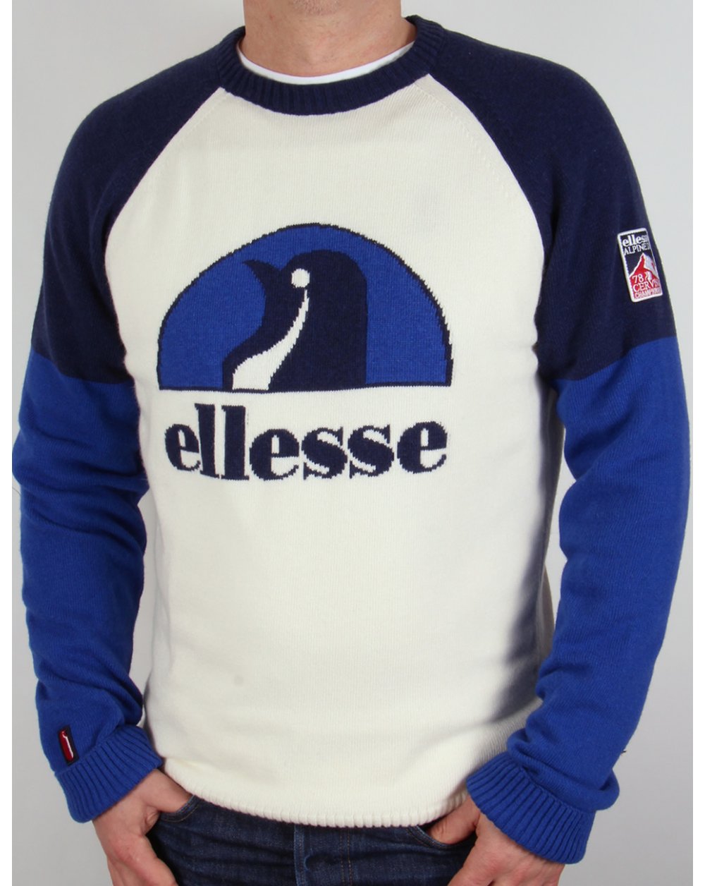 Ellesse – Pinguin-Skipullover im Stil der 80er