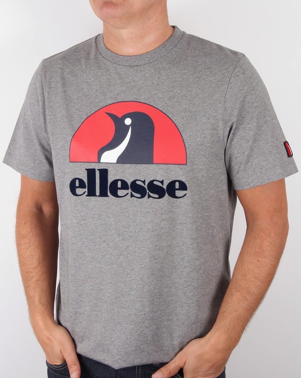 Ellesse – T-Shirt mit Pinguin-Logo, Anthrazitmeliert