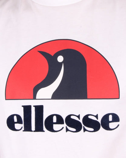Ellesse – T-Shirt mit Pinguin-Logo, Weiß/Rot