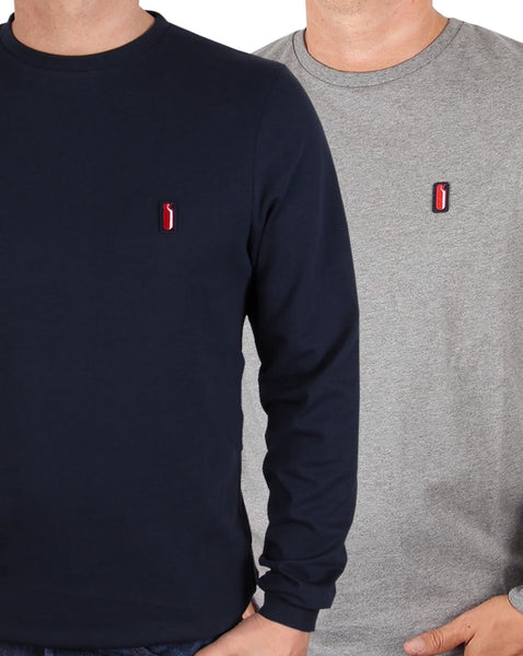 Ellesse Penguin Long Sleeve T Shirt 2 Pack Navy/Charcoal