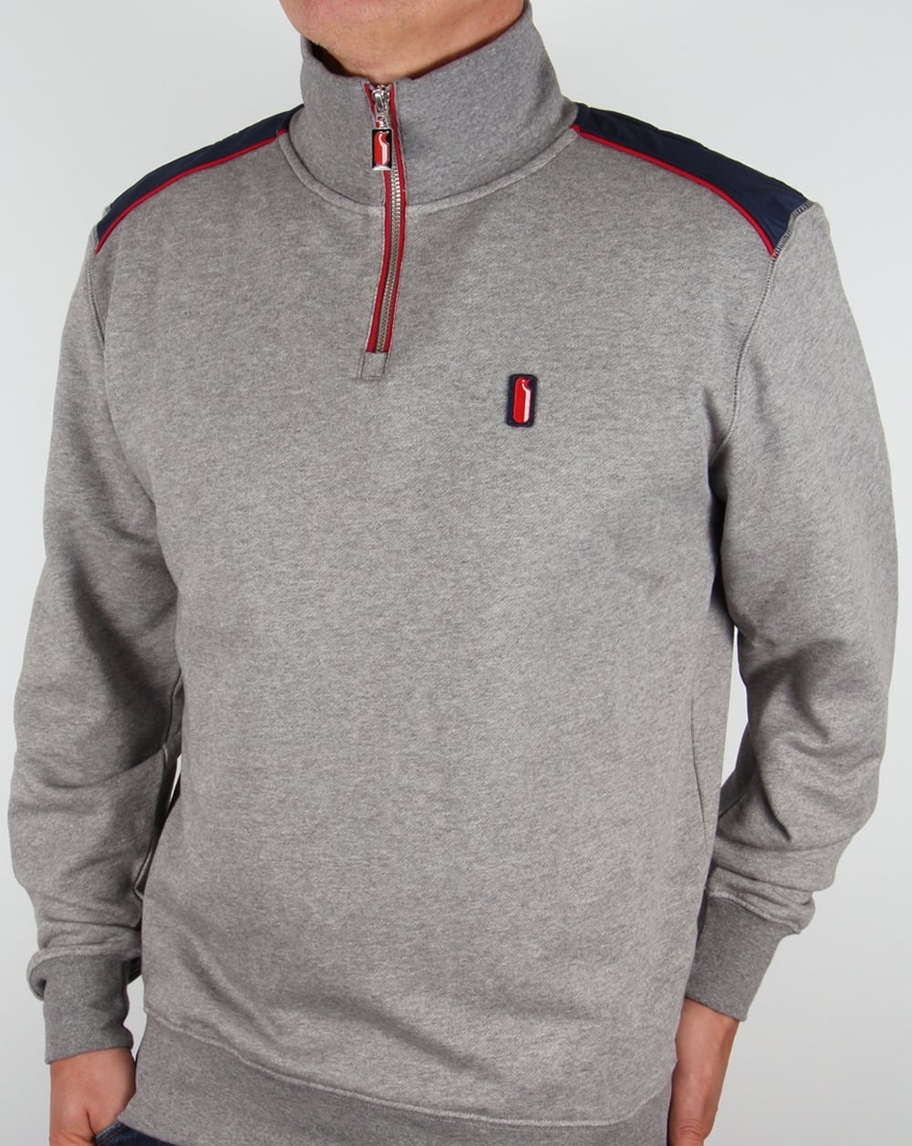 Ellesse Penguin Quarter Zip Sweat Jumper Charcoal Marl