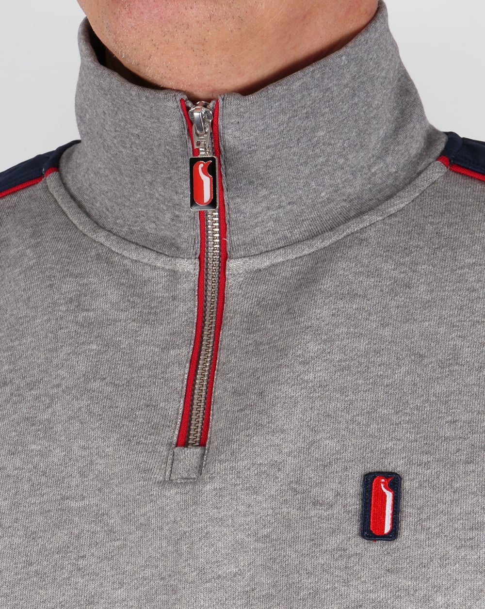 Ellesse Penguin Quarter Zip Sweat Jumper Charcoal Marl