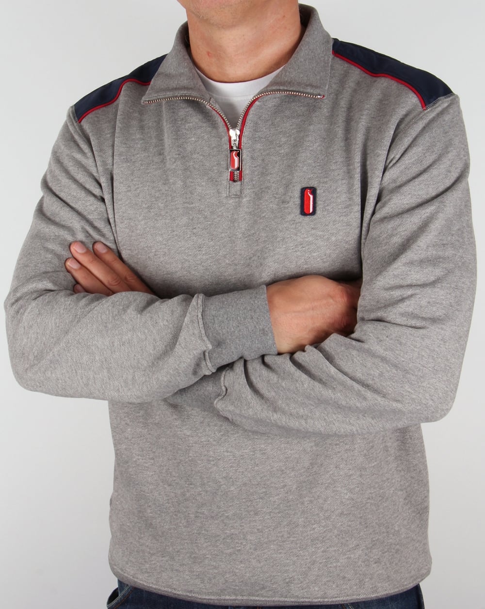 Ellesse – Penguin – Sweatpullover mit Viertelreißverschluss, Anthrazitmeliert