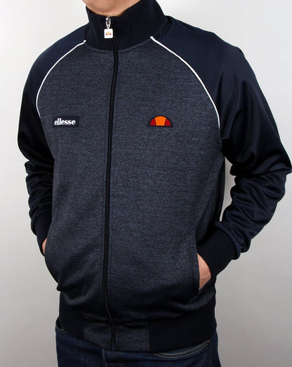 Ellesse – Trainingsoberteil mit Paspelierung in Marineblau