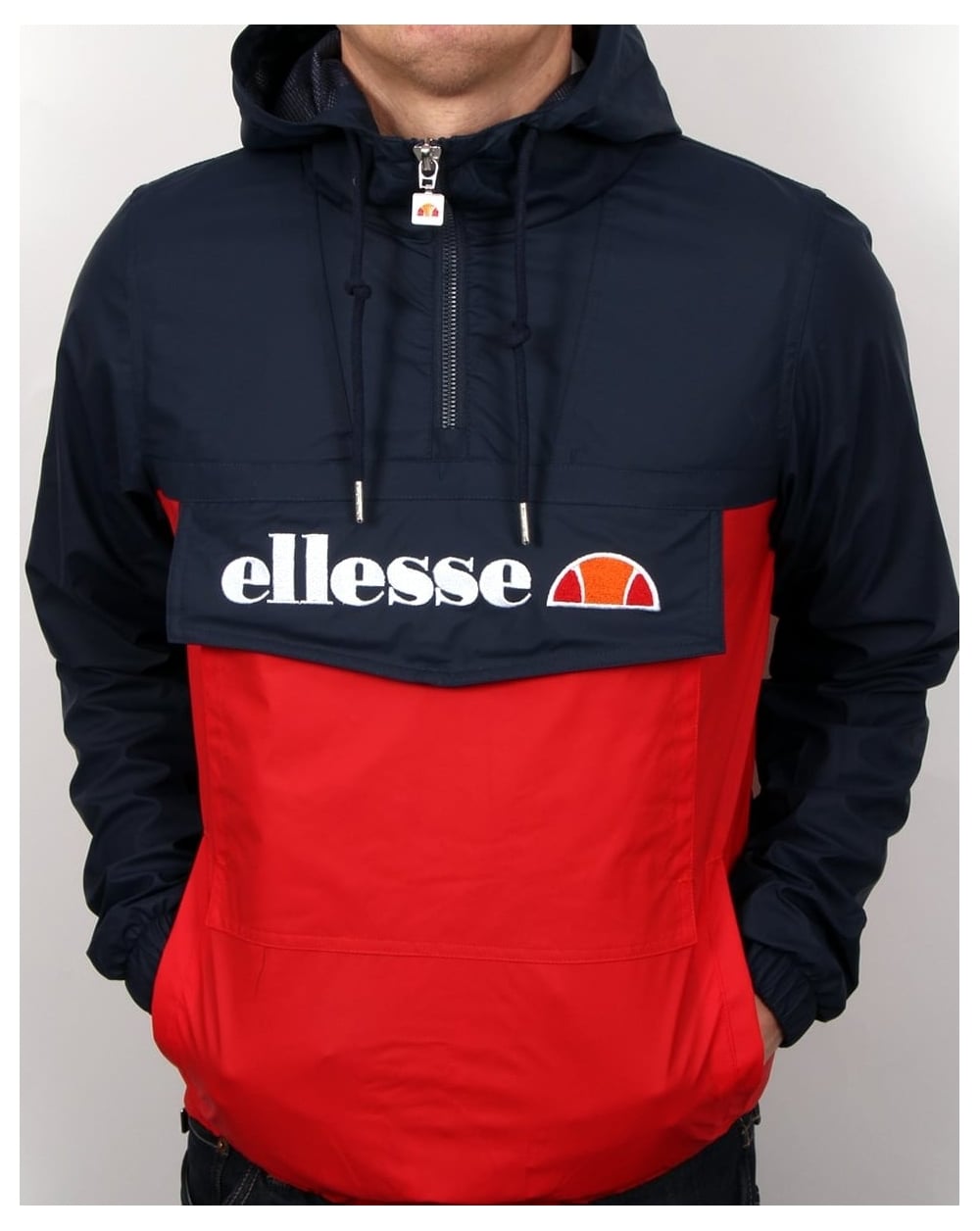 Ellesse – Logojacke mit Viertelreißverschluss, Marineblau/Rot