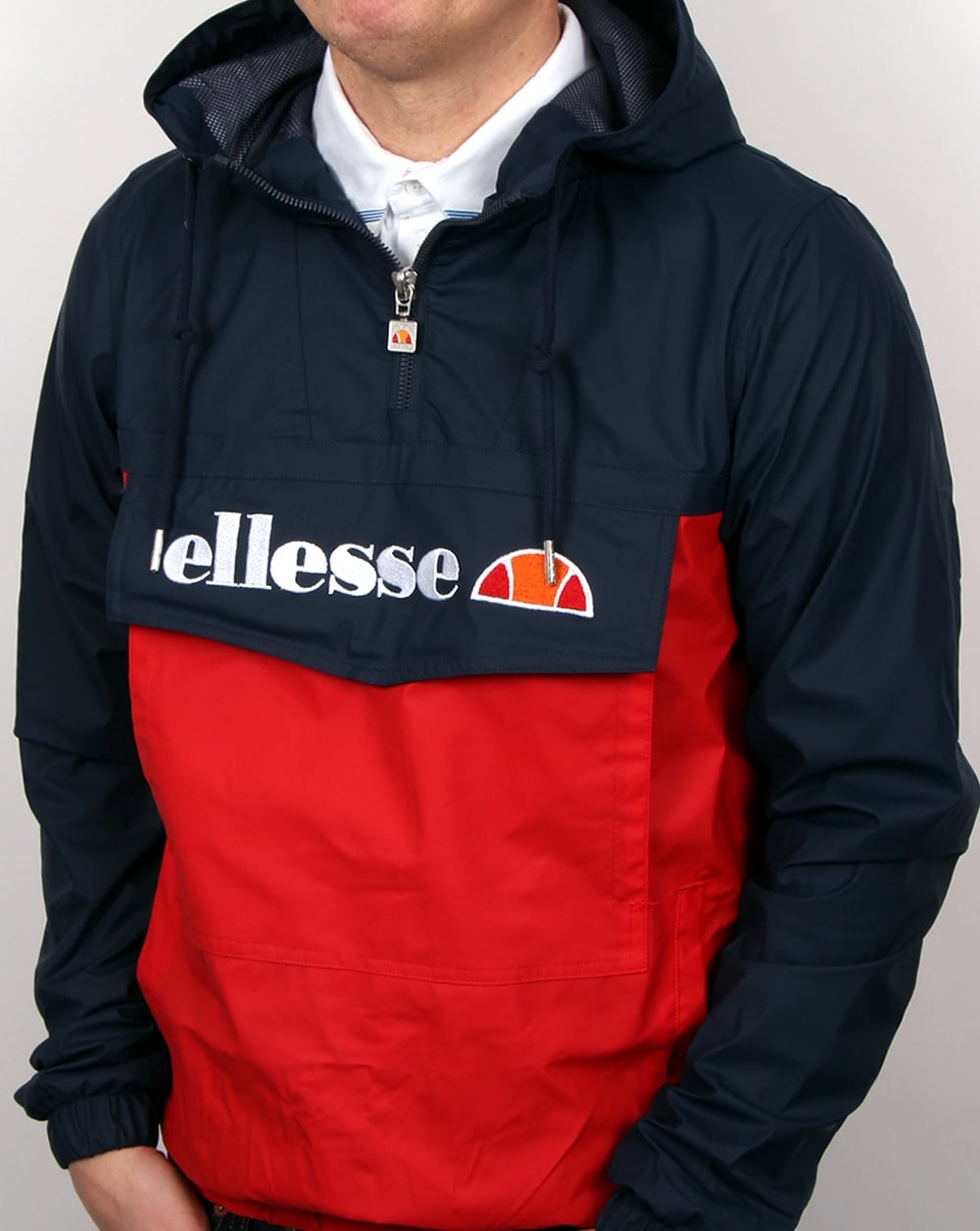 Ellesse – Logojacke mit Viertelreißverschluss, Marineblau/Rot