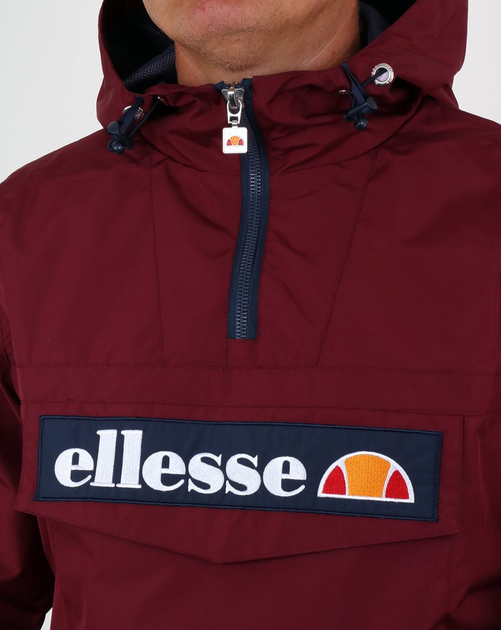 Ellesse – Burgunderrote Jacke zum Überziehen mit Viertelreißverschluss