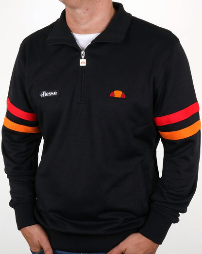 Ellesse – Roma – Trainingsjacke in Schwarz mit Viertelreißverschluss