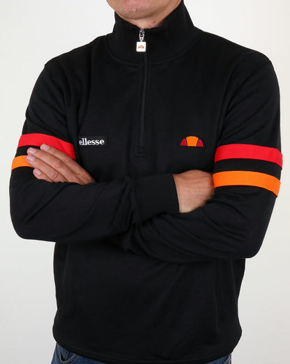 Ellesse – Roma – Trainingsjacke in Schwarz mit Viertelreißverschluss