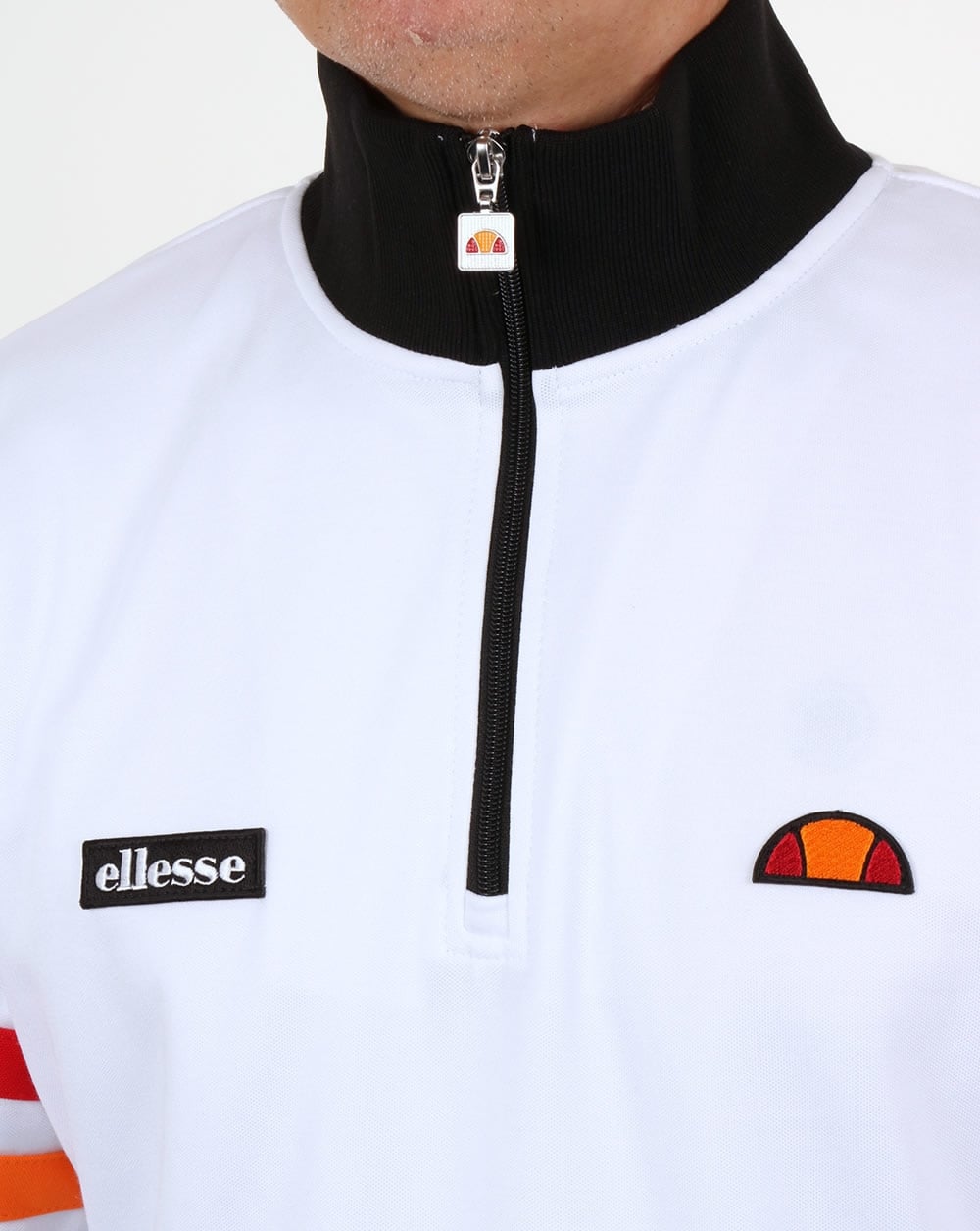 Ellesse – Roma Trainingsjacke mit Viertelreißverschluss, Weiß/Schwarz