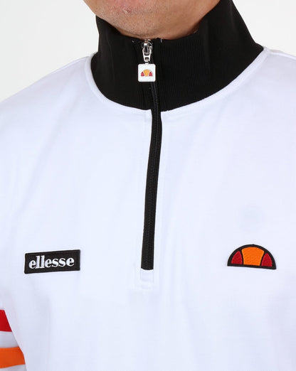 Ellesse – Roma Trainingsjacke mit Viertelreißverschluss, Weiß/Schwarz