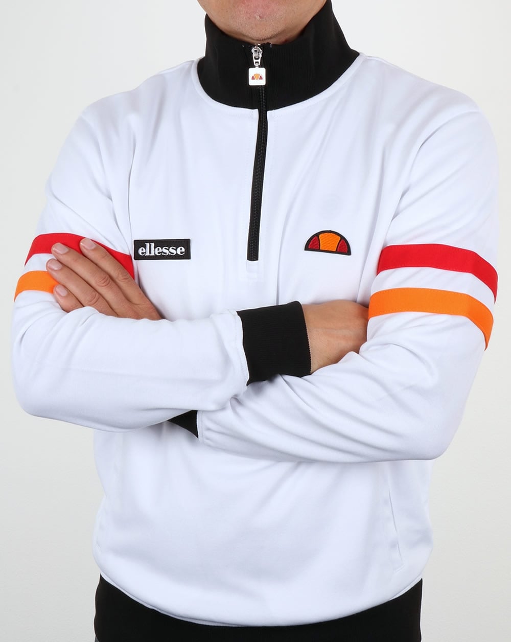 Ellesse Quarter Zip Roma Track Top White/Black