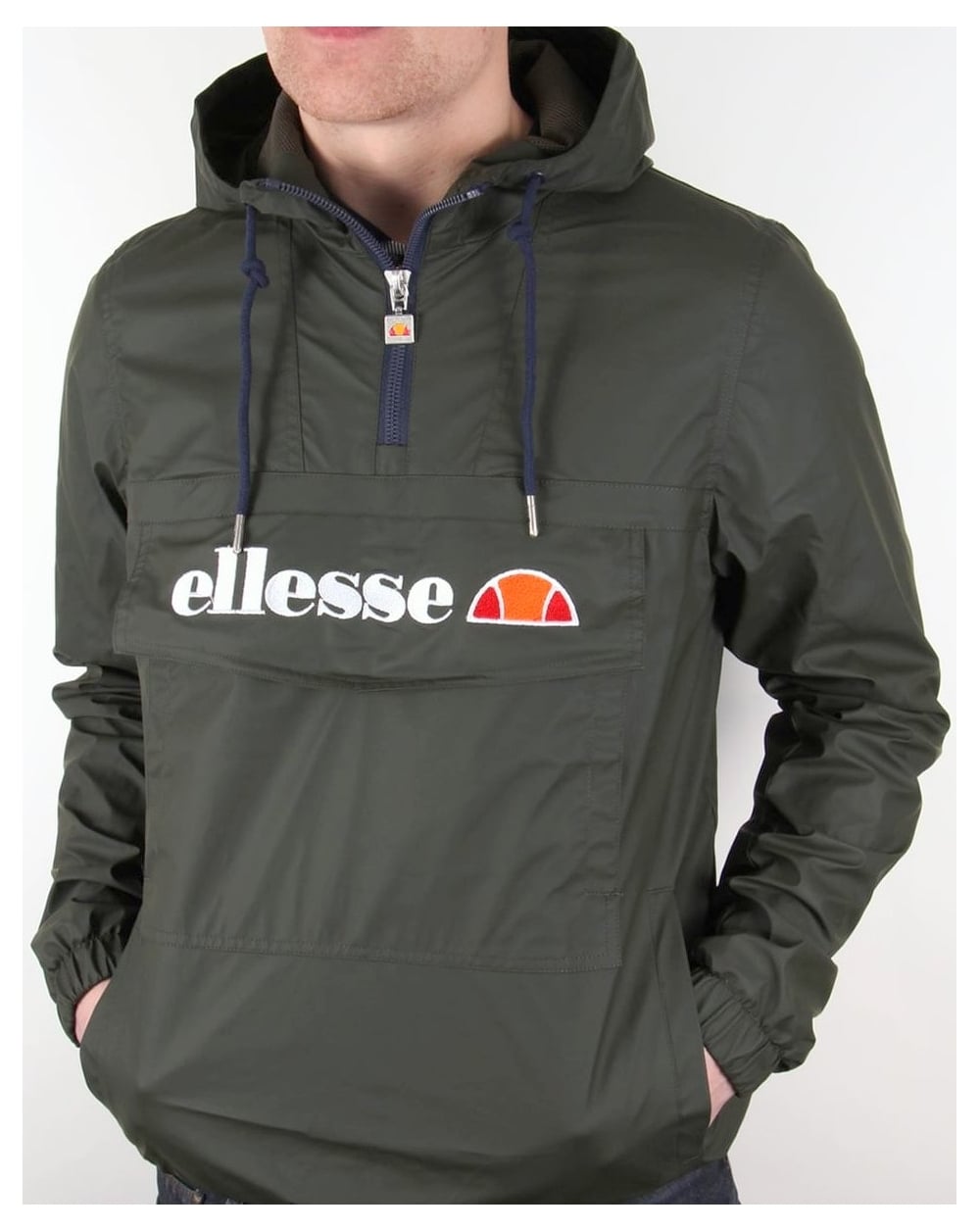Ellesse – Smock-Jacke mit Viertelreißverschluss, tiefes Khaki