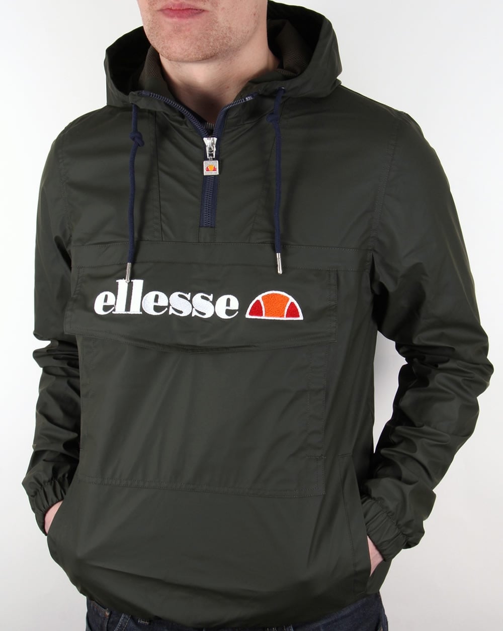 Ellesse – Smock-Jacke mit Viertelreißverschluss, tiefes Khaki
