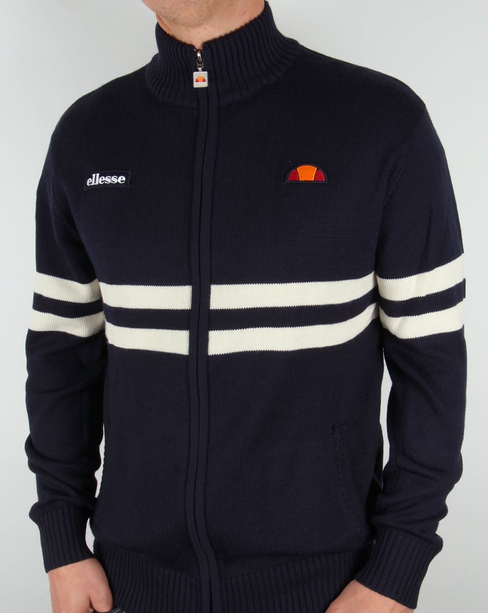 Ellesse – Rimini – Strickpullover mit durchgehendem Reißverschluss in Marineblau