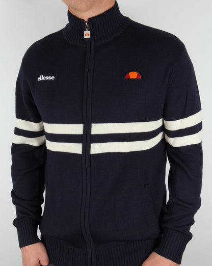 Ellesse – Rimini – Strickpullover mit durchgehendem Reißverschluss in Marineblau