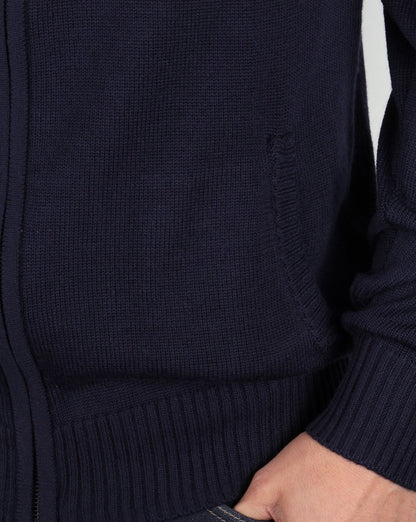 Ellesse – Rimini – Strickpullover mit durchgehendem Reißverschluss in Marineblau