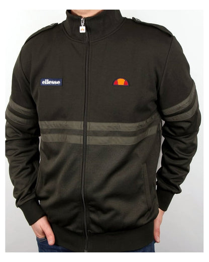 Ellesse – Rimini – Gestreiftes Trainingsoberteil in Khaki