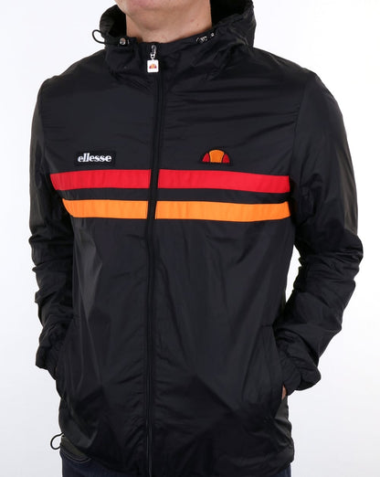 Ellesse Rimini Gestreifte Regenjacke Schwarz/Orange