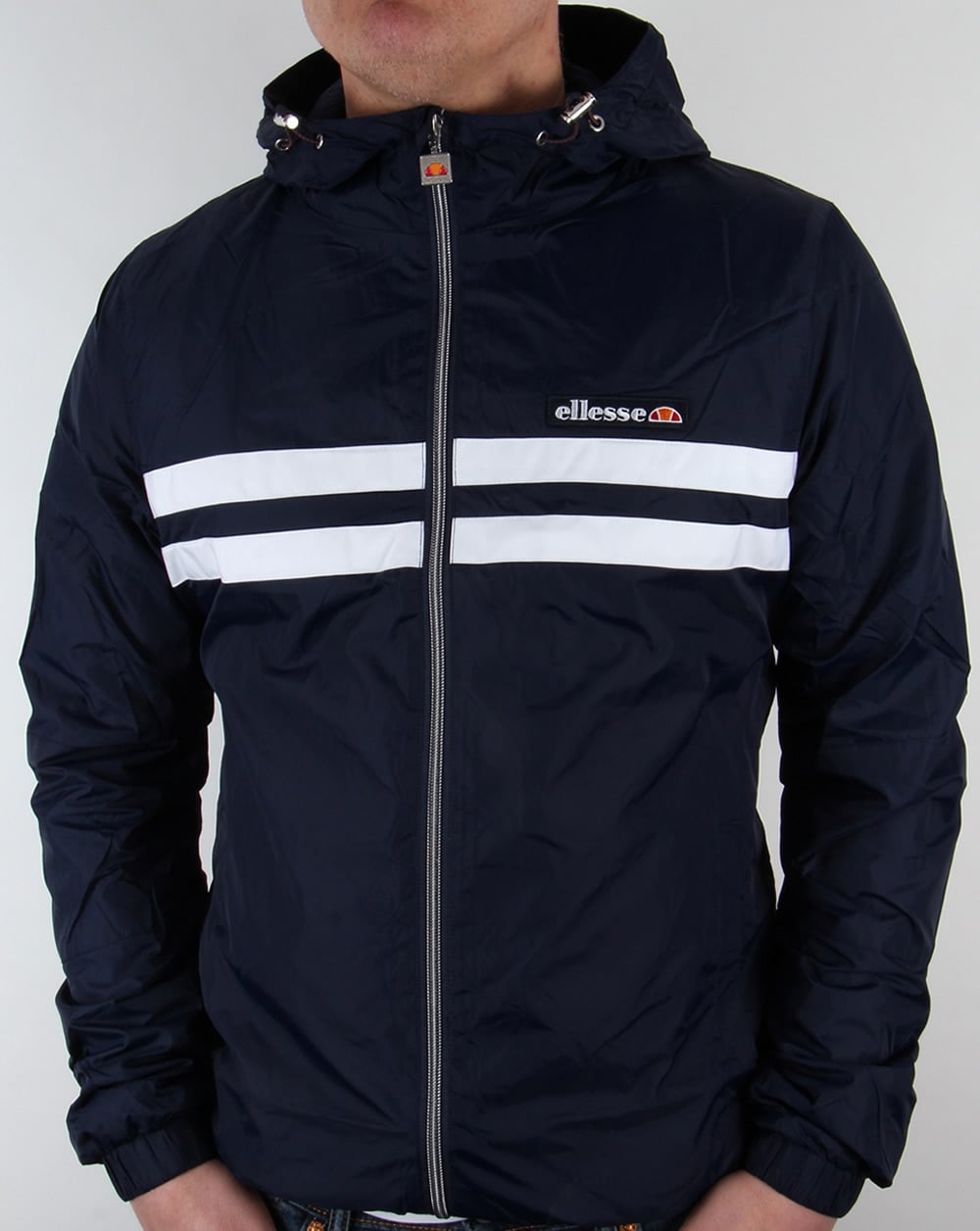 Ellesse Rimini striped rain Jacket Navy