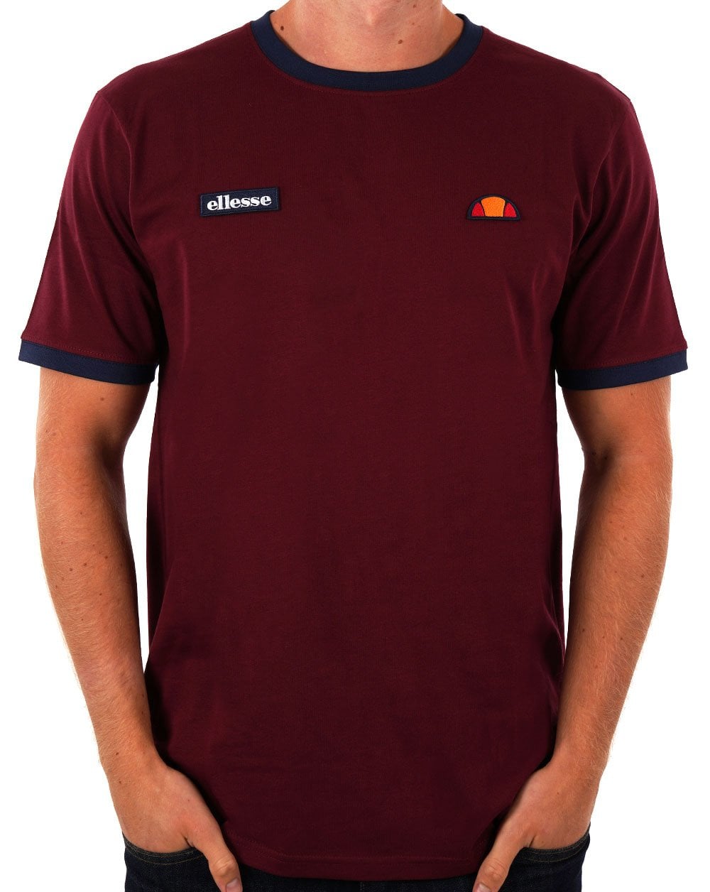 Ellesse Ringer T-Shirt Burgund/Marineblau