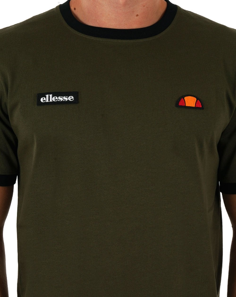 Ellesse Ringer T Shirt Khaki / Black