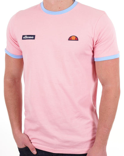 Ellesse Ringer T-Shirt Rosa/Himmelblau