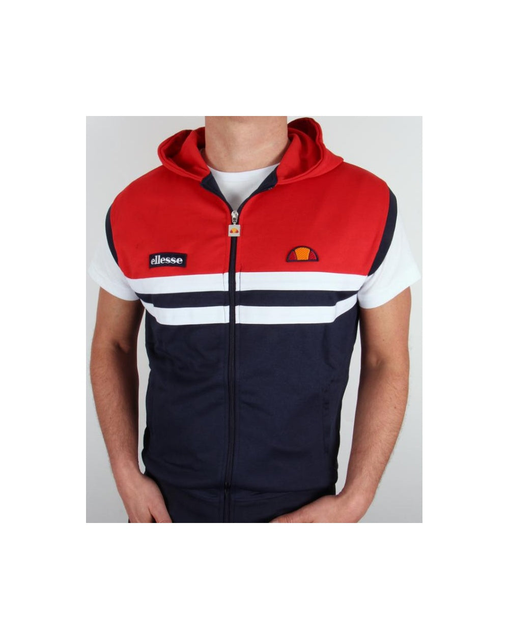 Ellesse – Ärmelloses Rimini-Top mit Kapuze, Marineblau/Rot