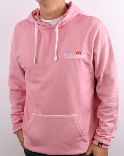 Ellesse – Kapuzenpullover mit kleinem Logo in verblasstem Rosa