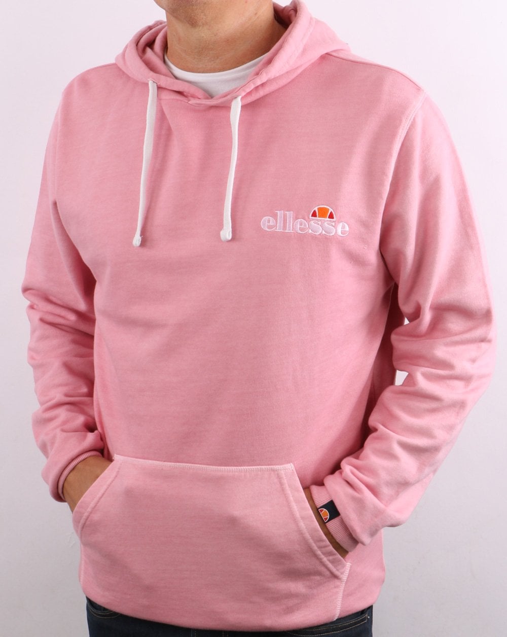 Ellesse – Kapuzenpullover mit kleinem Logo in verblasstem Rosa