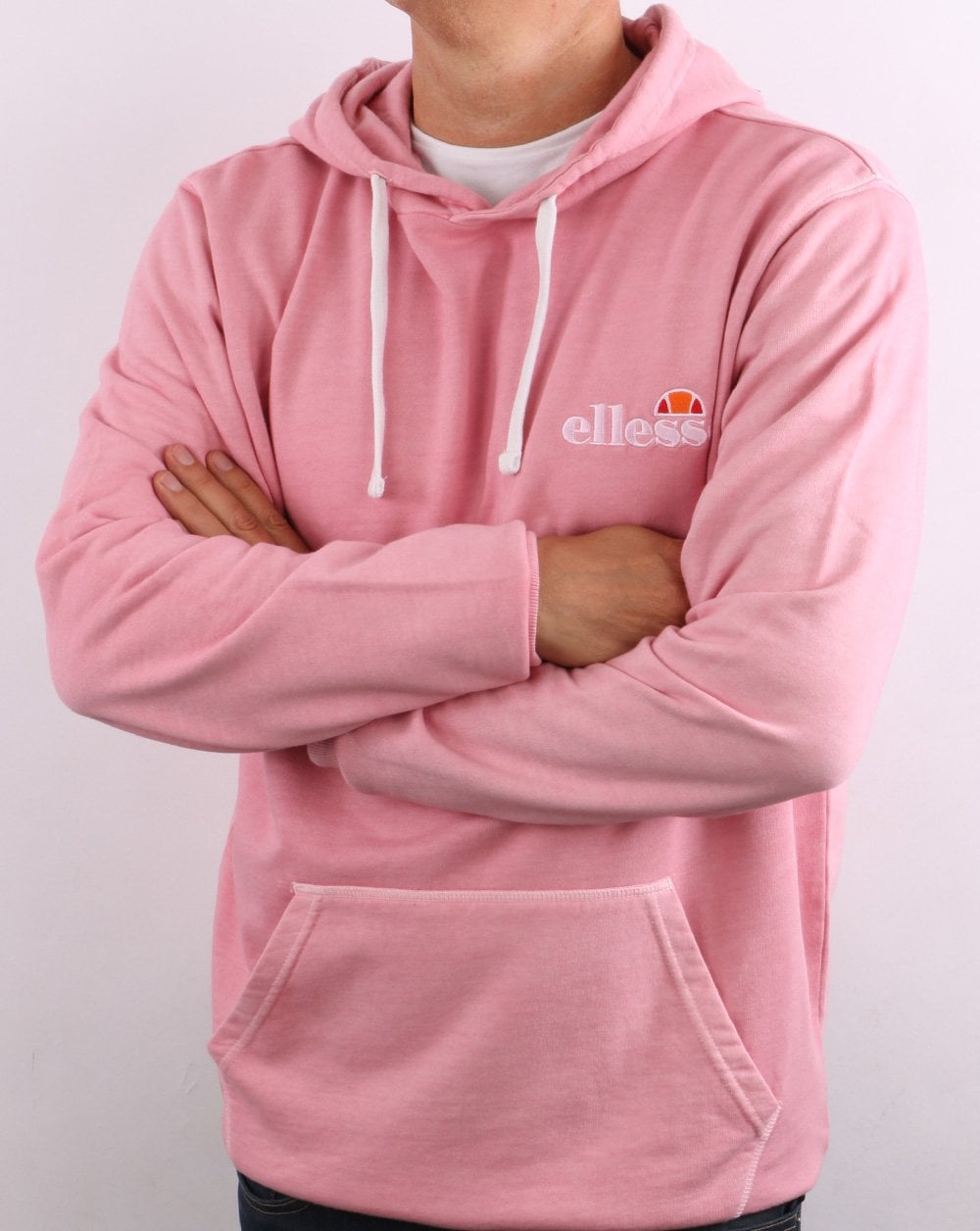 Ellesse – Kapuzenpullover mit kleinem Logo in verblasstem Rosa