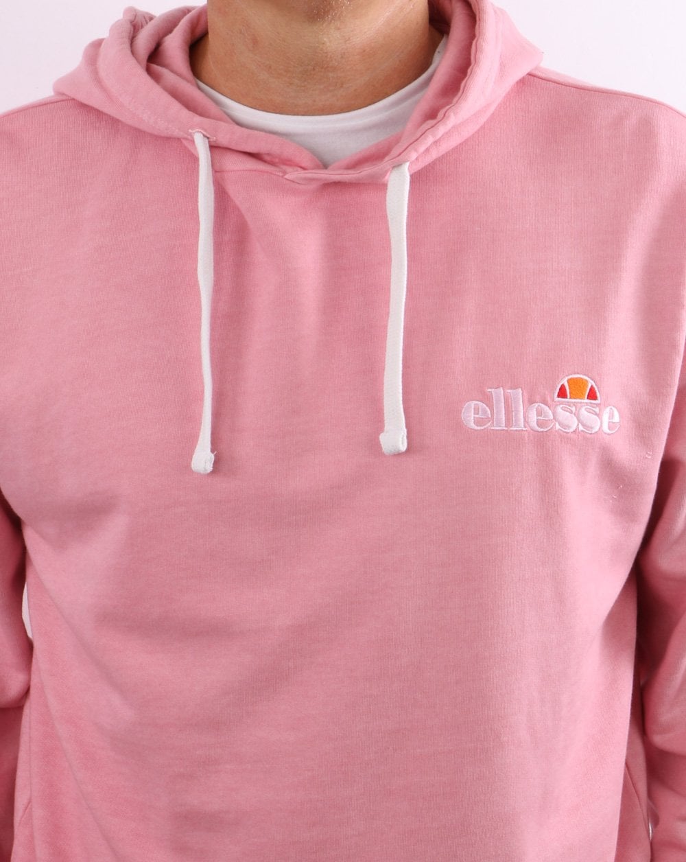 Ellesse – Kapuzenpullover mit kleinem Logo in verblasstem Rosa