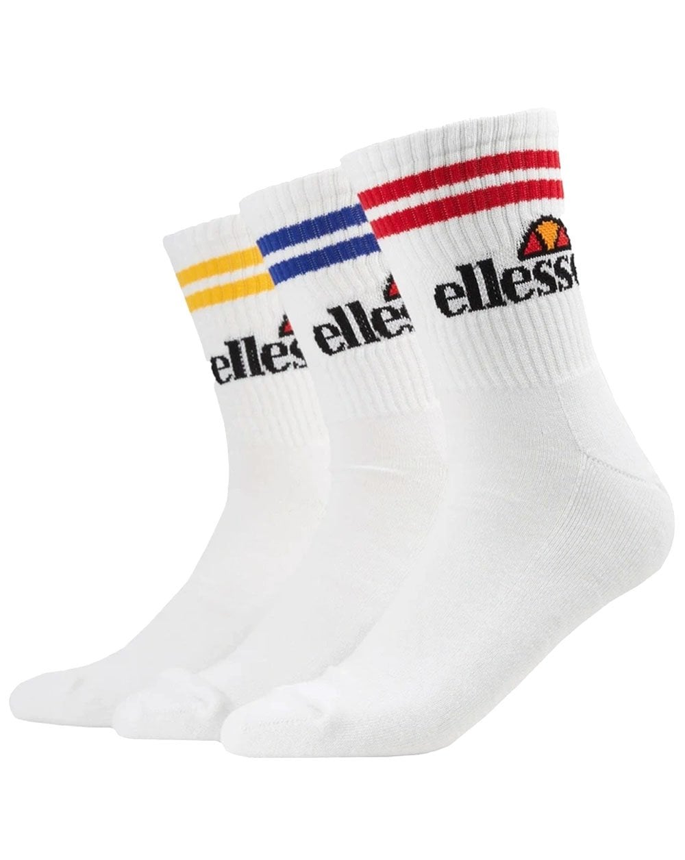 Ellesse Striped Pullo 3 Pack Crew Socks White/Multi
