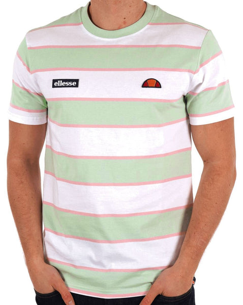 Ellesse Striped T Shirt Light Green/White