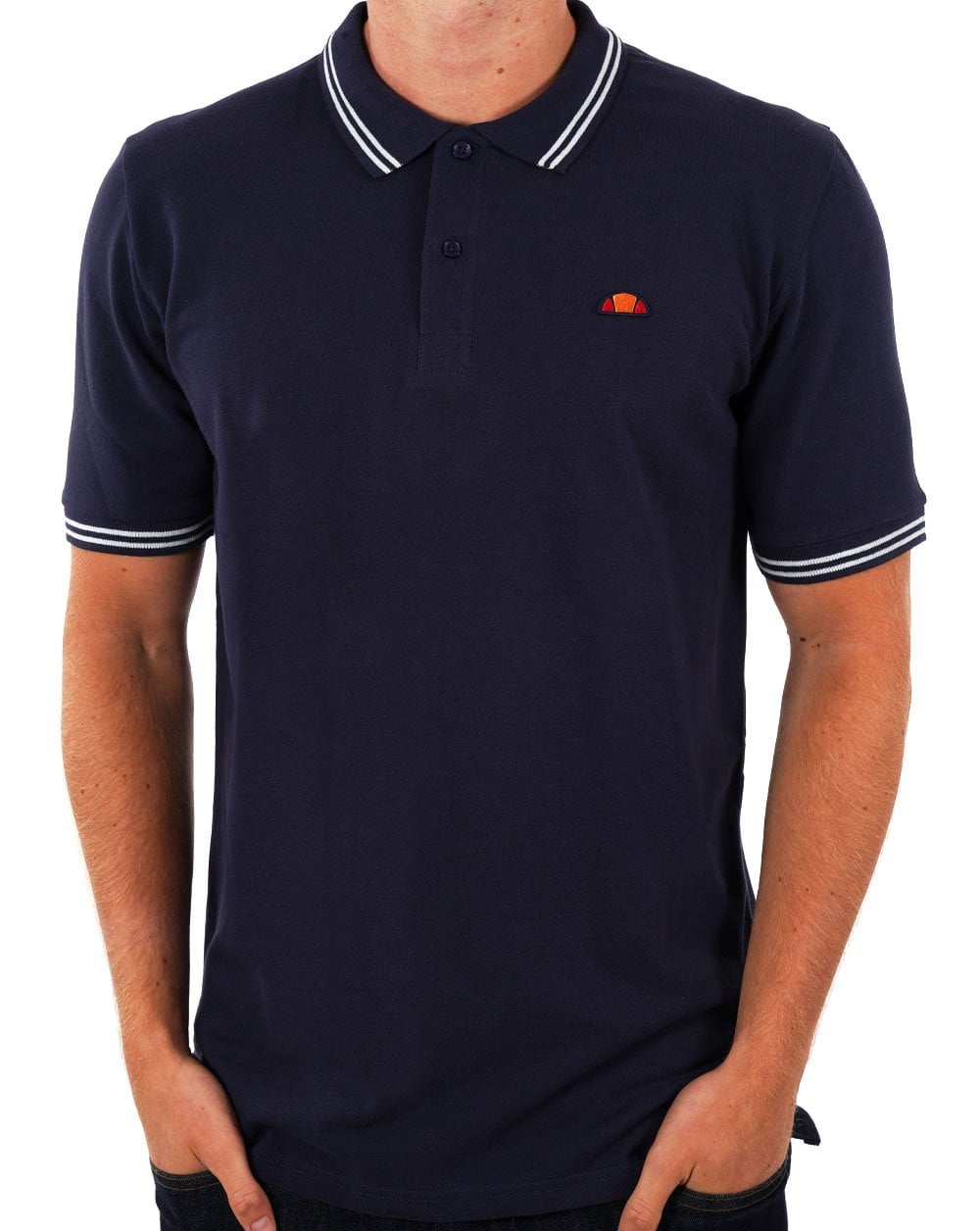 Ellesse – Poloshirt mit Streifenmuster, Marineblau/Weiß