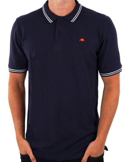 Ellesse – Poloshirt mit Streifenmuster, Marineblau/Weiß